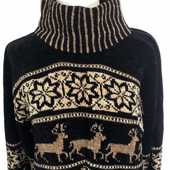Vintage Milligan Santa Fe Chenille Sweater Nordic Snowflake Reindeer - Picture 1 of 8